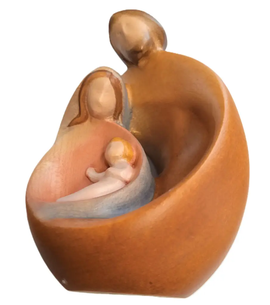 STATUE SAINTE FAMILLE BOIS 13,5CM - BOIS PEINT 