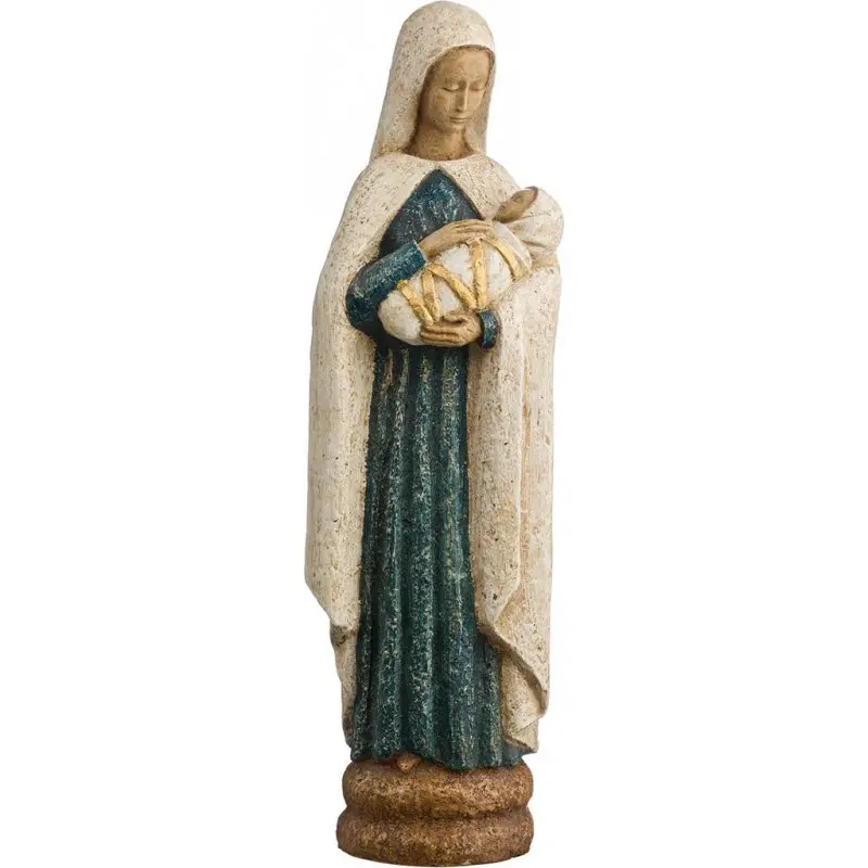 STATUE VIERGE A L'ENFANT BLEU 30 CM