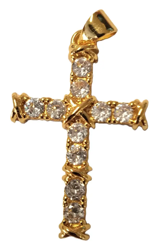 CROIX TRESSE DORÉE/ZIRCON