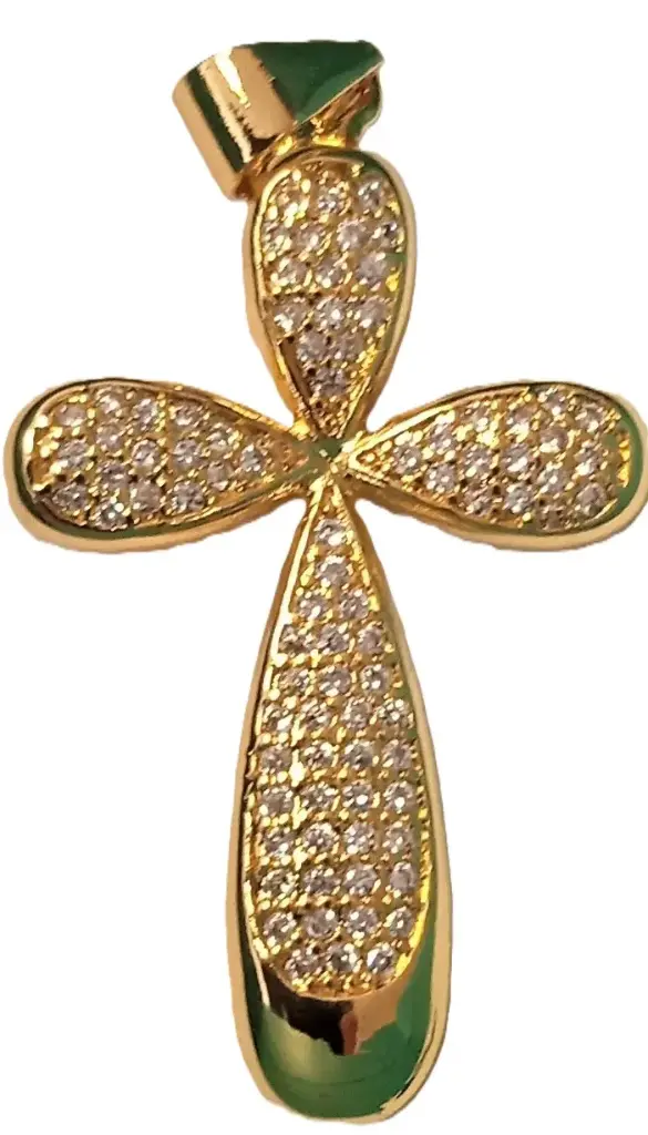 CROIX TRÈFLE AVEC ZIRCON - 2.7CM