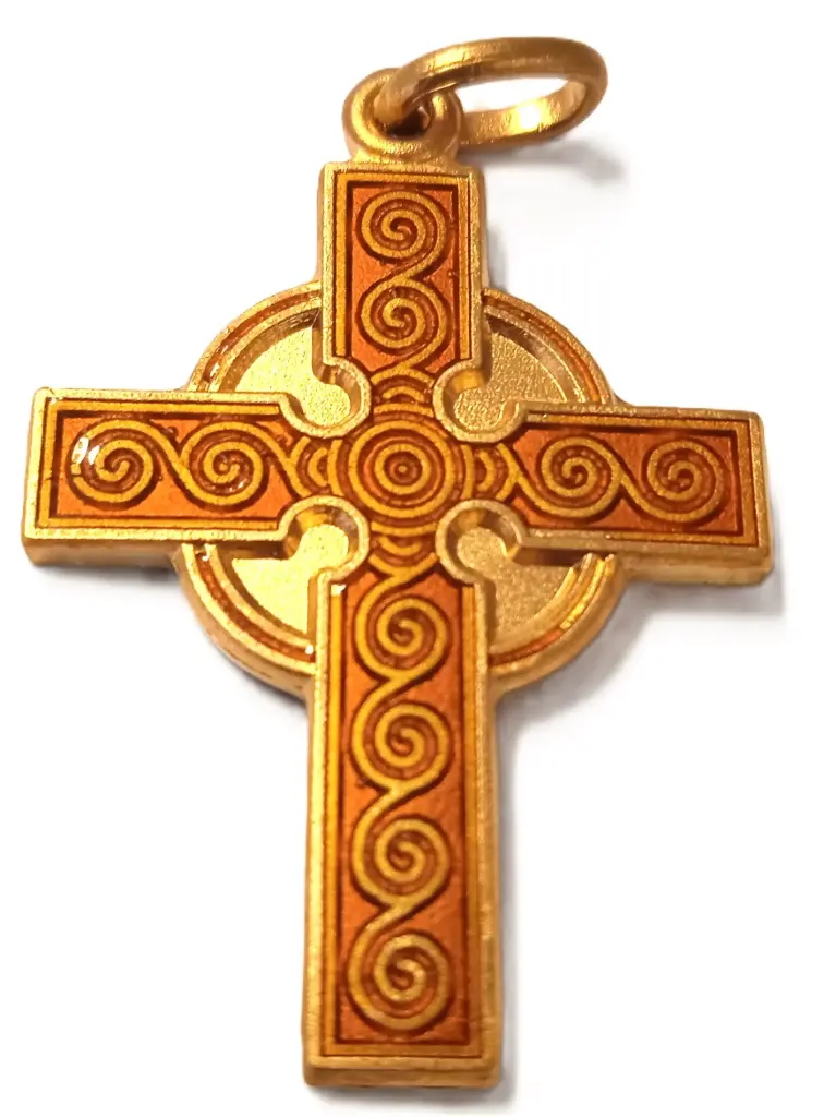 CROIX MOTIF CELTIQUE BRUN OR