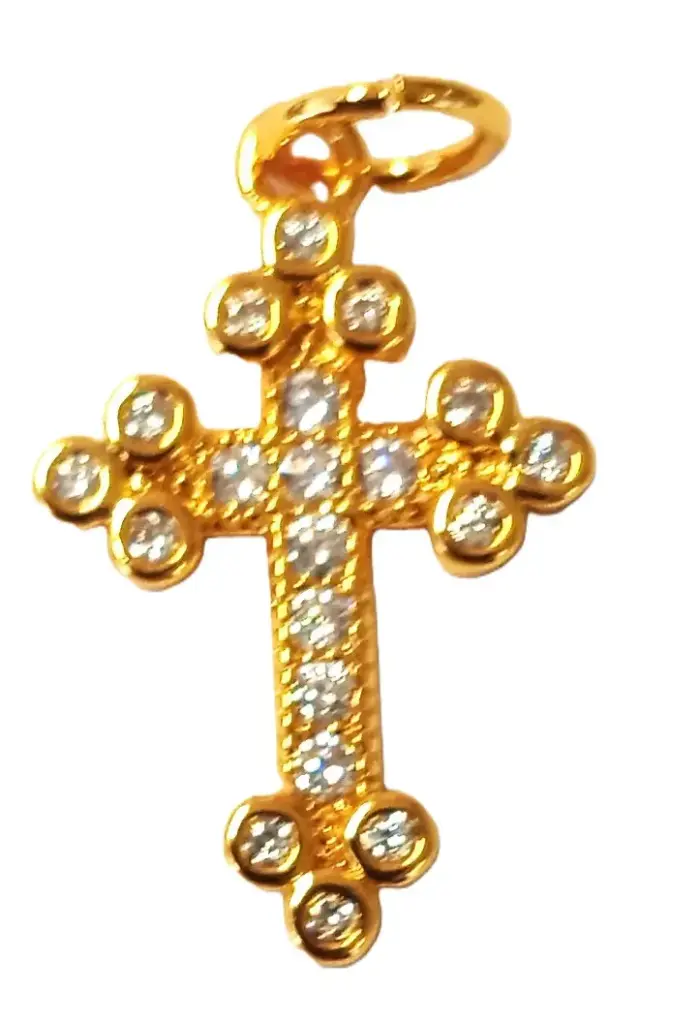 CROIX PLAQUEE OR ZIRCON