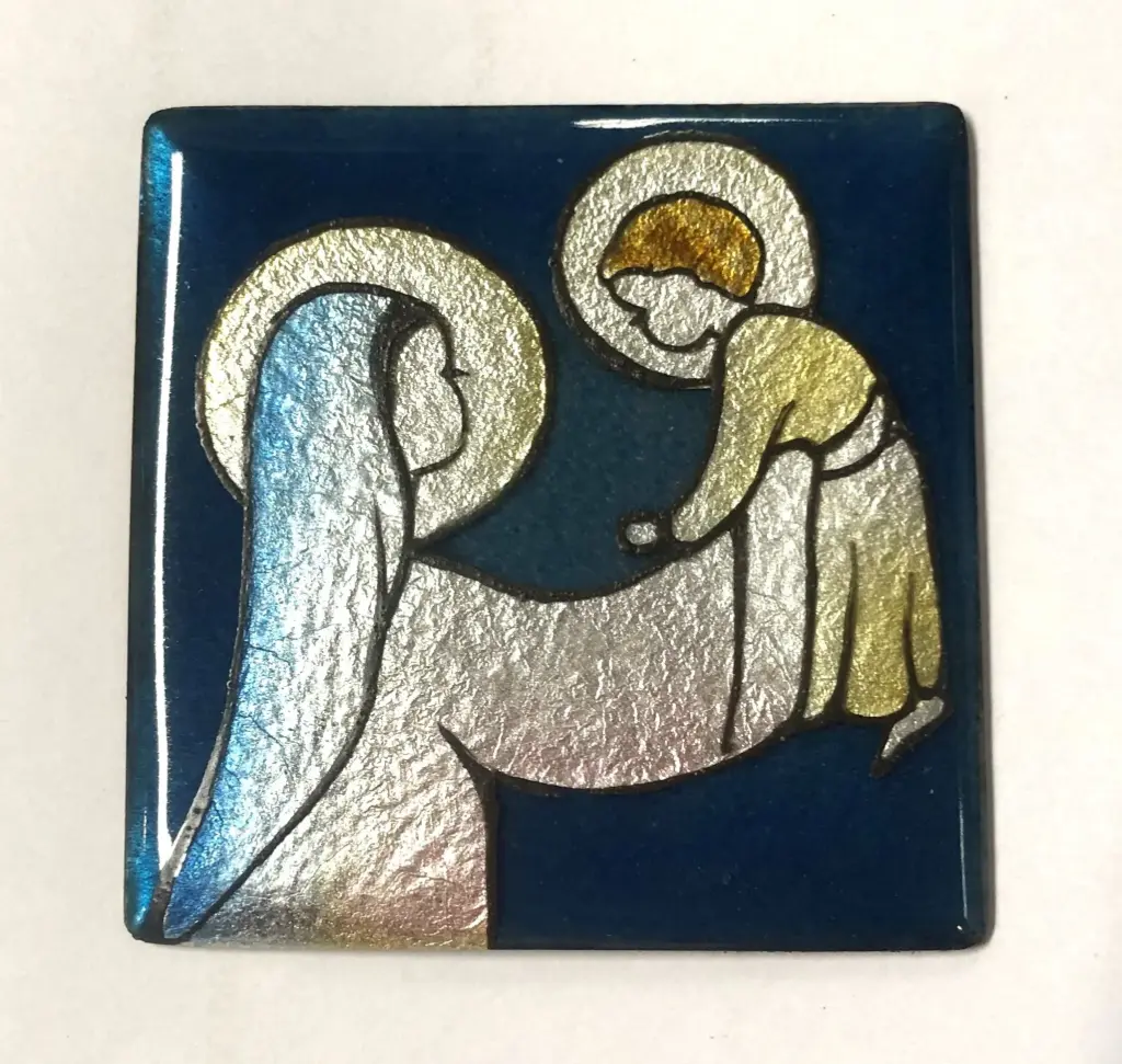 ICONE ÉMAIL MARIE ET L'ENFANT 7X7CM