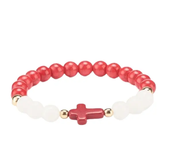 BRACELET JADE ET PIERRE - ROUGE