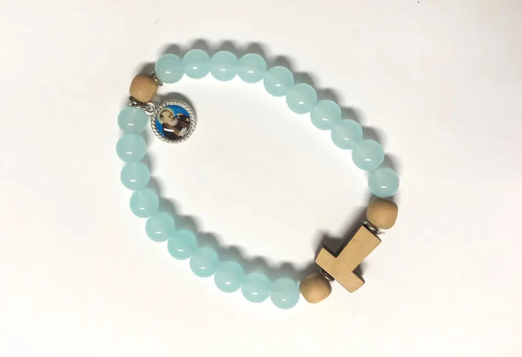 BRACELET PADRE PIO - BLEU