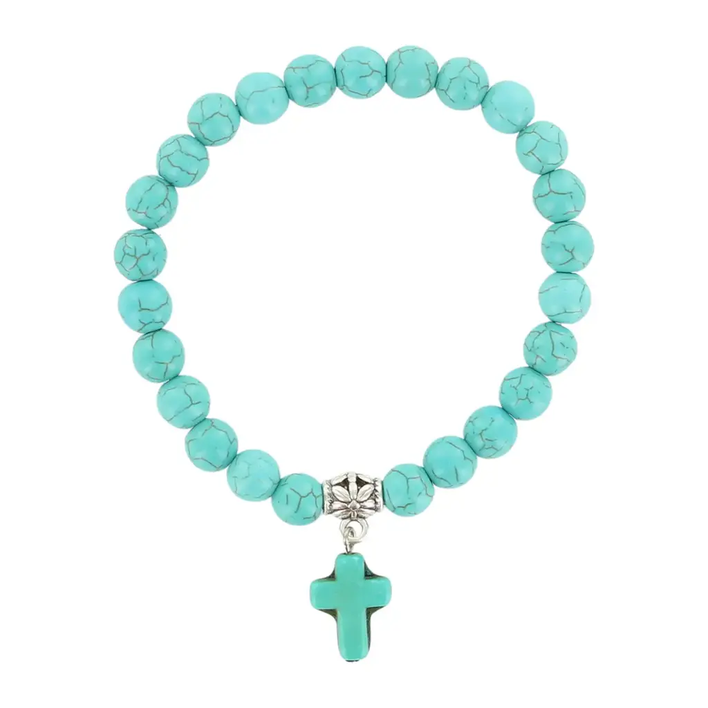 BRACELET TURQUOISE AVEC CROIX