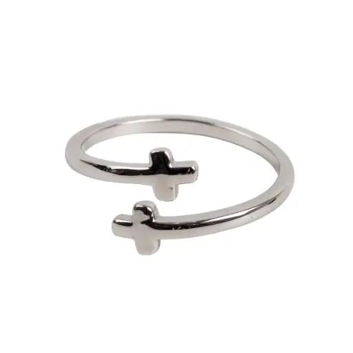 [1000000007107] BAGUE "CROIX" - PLAQUÉ ARGENT
