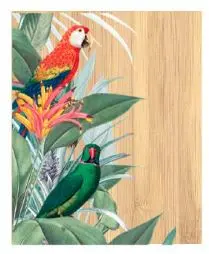 [1000000007169] CARTE EN BAMBOU ET ENVELOPPE - LES PERROQUETS