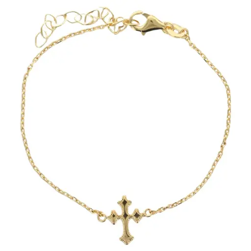 [1000000007459] BRACELET PLAQUÉ OR AVEC CROIX ORTHODOXE