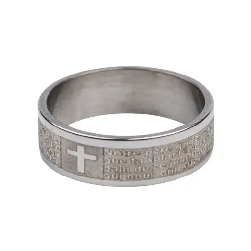 [1000000007633] BAGUE "NOTRE PERE" ACIER INOXYDABLE