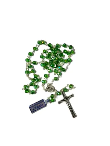 [1000000007855] CHAPELET CRISTAL MEDAILLE MIRACULEUSE - VERT