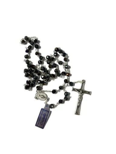 [1000000007886] CHAPELET EN CRISTAL, MÉDAILLE MIRACULEUSE - NOIR