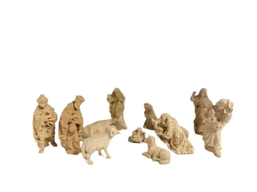 [1000000008258] CRECHE COMPLETE 12 SANTONS BOIS BLANC