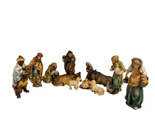 [1000000008272] CRECHE COMPLETE SANTONS PEINTS A LA MAIN 8CM