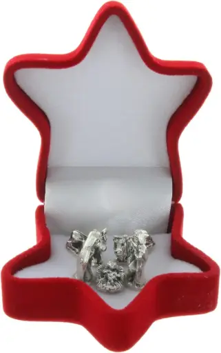 [1000000008784] CRÈCHE MINIATURE DANS ÉTOILE EN VELOURS