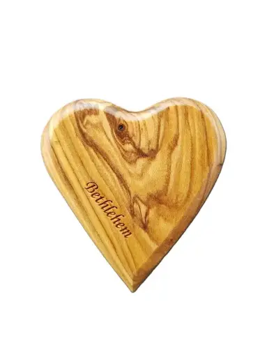 [1000000008999] COEUR EN BOIS D'OLIVIER DES CHRÉTIENS DE BETHLEEM