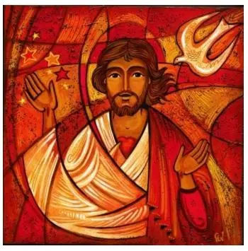 [1000000009033] ICONE CHRIST COEUR DU MONDE 15X15CM