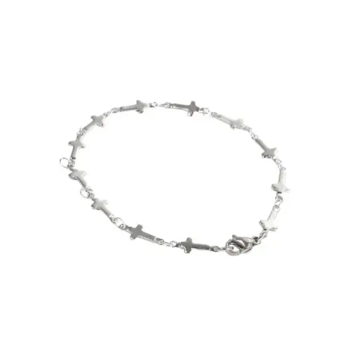 [1000000009156] BRACELET CROIX ACIER INOXYDABLE Ø 5 MM