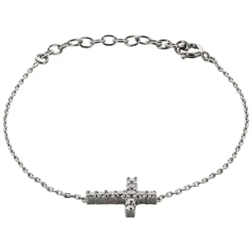 [1000000009170] BRACELET CROIX ZIRCONIUM ARGENT