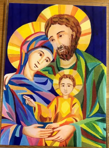 [1000000009231] ICONE "SAINTE FAMILLE" PEINTURE SOUS PLEXIGLASSE 21X15CM