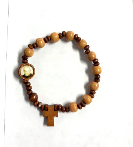 [1000000009385] BRACELET EN BOIS DON DOLINDO EN MEDAILLON AVEC CROIX