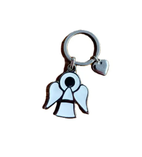 [1000000009446] PORTE CLE ANGE - METAL BLANC
