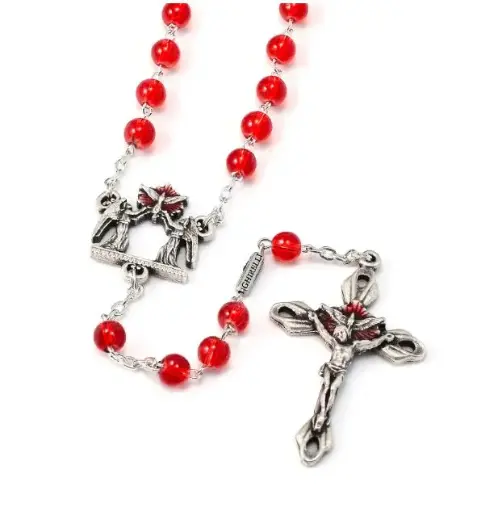 [140154C] CHAPELET DE L'ESPRIT SAINT - RED GLASS & SILVER