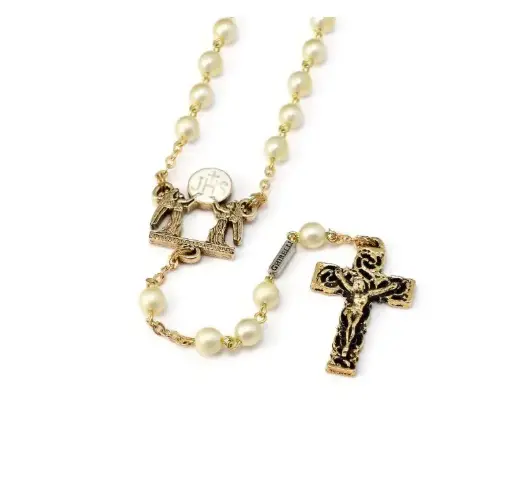 [140158C] CHAPELET COMMUNION PEARL/GOLD