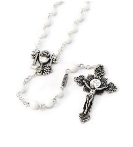 [14916C] CHAPELET DE COMMUNION BLANC