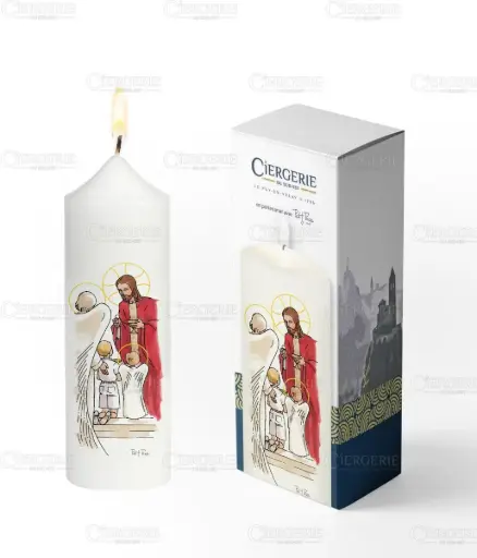 [3169500000686] CIERGE PREMIÈRE COMMUNION BLANC - PAIN DES ANGES GARCON BLOND