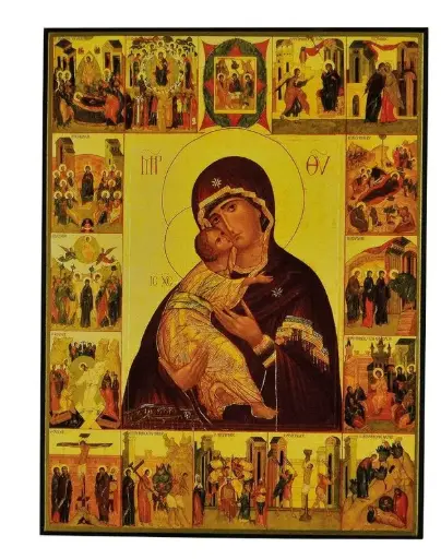 [3700284881865] VIERGE DU ROSAIRE - ICONE CLASSIQUE 13,7X10,6 CM -