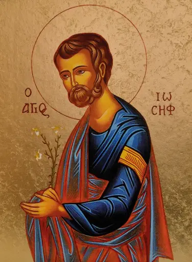 [3700284883708] SAINT JOSEPH AUX LYS -  ICONE AUTOCOLLANTE 8X7 CM -