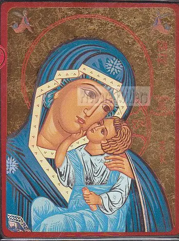 [3700284889144] MARIE QUI AIME L'HUMANITE - ICONE DOREE A LA FEUILLE 19,4X14,9 CM - 235.67