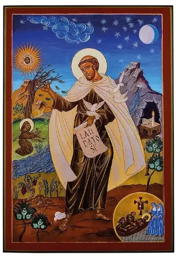 [3700284893387] SAINT FRANCOIS D'ASSISE - ICONE AUTOCOLLANTE 8X7 CM