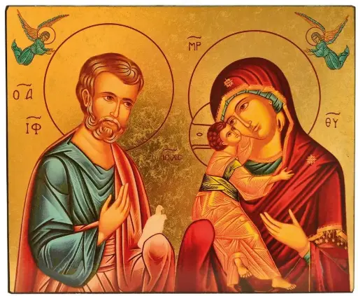 [3700284893776] LA SAINTE FAMILLE - ICONE DOREE A LA FEUILLE 9,6X14 CM - 1130.63