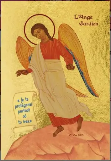 [3700284894810] L'ANGE GARDIEN - ICONE DORÉE A LA FEUILLE 13X9,6 CM - 696.63