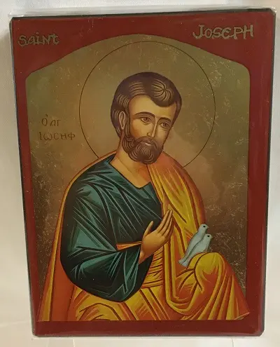 [3700284894872] SAINT JOSEPH AUX COLOMBES - ICONE DOREE A LA FEUILLE 15,6X11,8 CM - 974.64