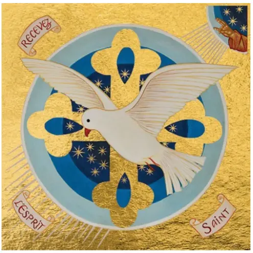 [3700284897644] LA COLOMBE DE L'ESPRIT SAINT - PETITE ICONE AUTOCOLLANTE  8X8 CM