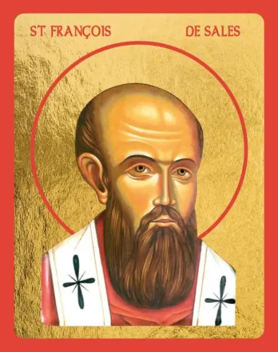 [3700284897767] SAINT FRANCOIS DE SALES - ICONE DOREE A LA FEUILLE 10,2X8 CM