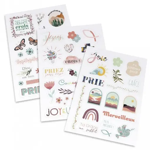 [3700318963017] LOT DE 3 PLANCHES AUTOCOLLANTS - MOTIFS CHRETIENS