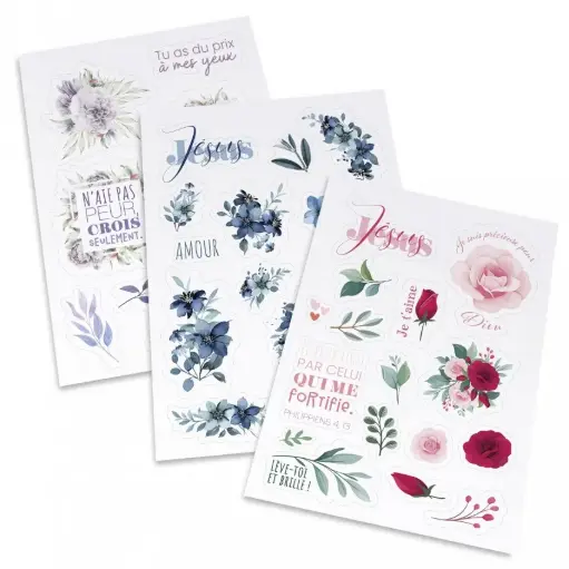 [3700318963031] LOT DE 3 PLANCHES AUTOCOLLANTS - MOTIFS FLORAUX