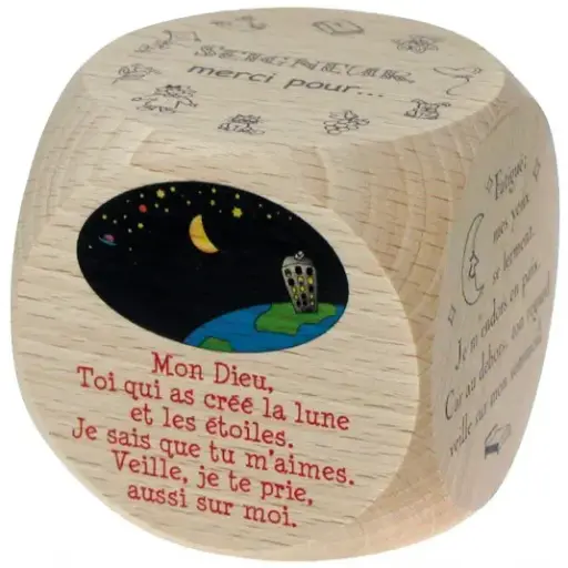 [3700318982773] DE DE PRIERES DU SOIR EN BOIS - 5CM