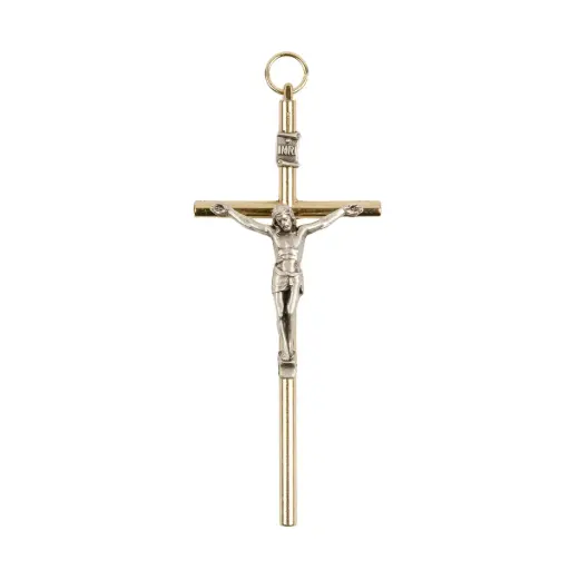 [3700344839614] CRUCIFIX TUBE DORE 11CM