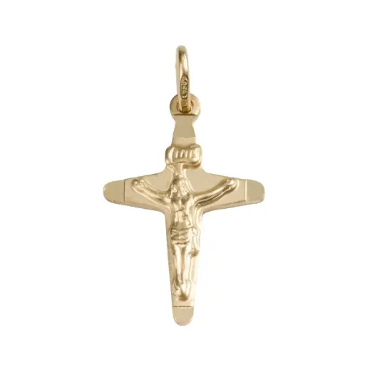 [3700344849972] CROIX PLAQUÉE OR AVEC CHRIST H. 1,8 CM