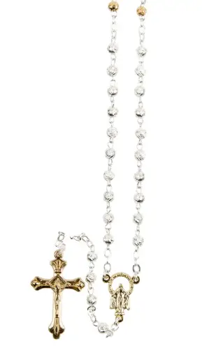 [3700344854570] CHAPELET GRANS ROSE ARGENTÉ Ø 4 MM