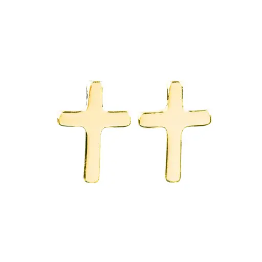 [3700344856147] BOUCLES D'OREILLES CROIX PLAQUÉ OR H.0.9CM