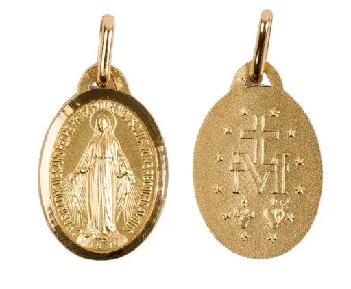 [3700344862858] MEDAILLE MIRACULEUSE 19MM - METAL DORE - BORDS TRAVAILLES