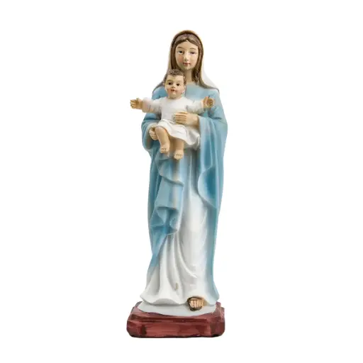 [3700344871461] STATUE VIERGE A L'ENFANT PEINTE - RESINE 12CM