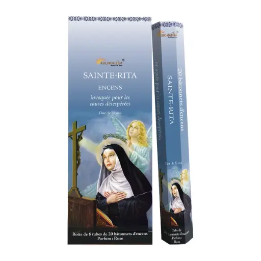 [3700344871775] TUBE DE 20 BATONNETS D'ENCENS SAINTE RITA PARFUM ROSE