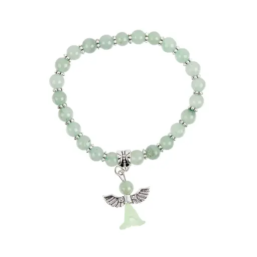 [3700344889725] BRACELET EN PIERRE AVENTURINE AVEC PETIT ANGE